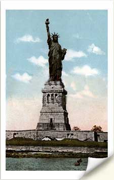 statue of liberty fabric postcards