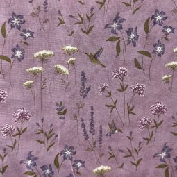 The Potting Shed- Flower with Humming Birds- Dusty Purple
