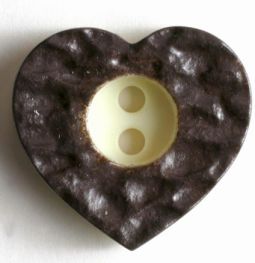 Fashion Button- Brown Heart
