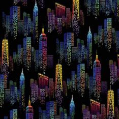 City Lights Skyscrapers-Black