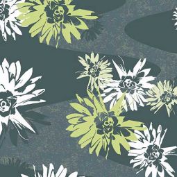 Reverie Lime Flowers Gray